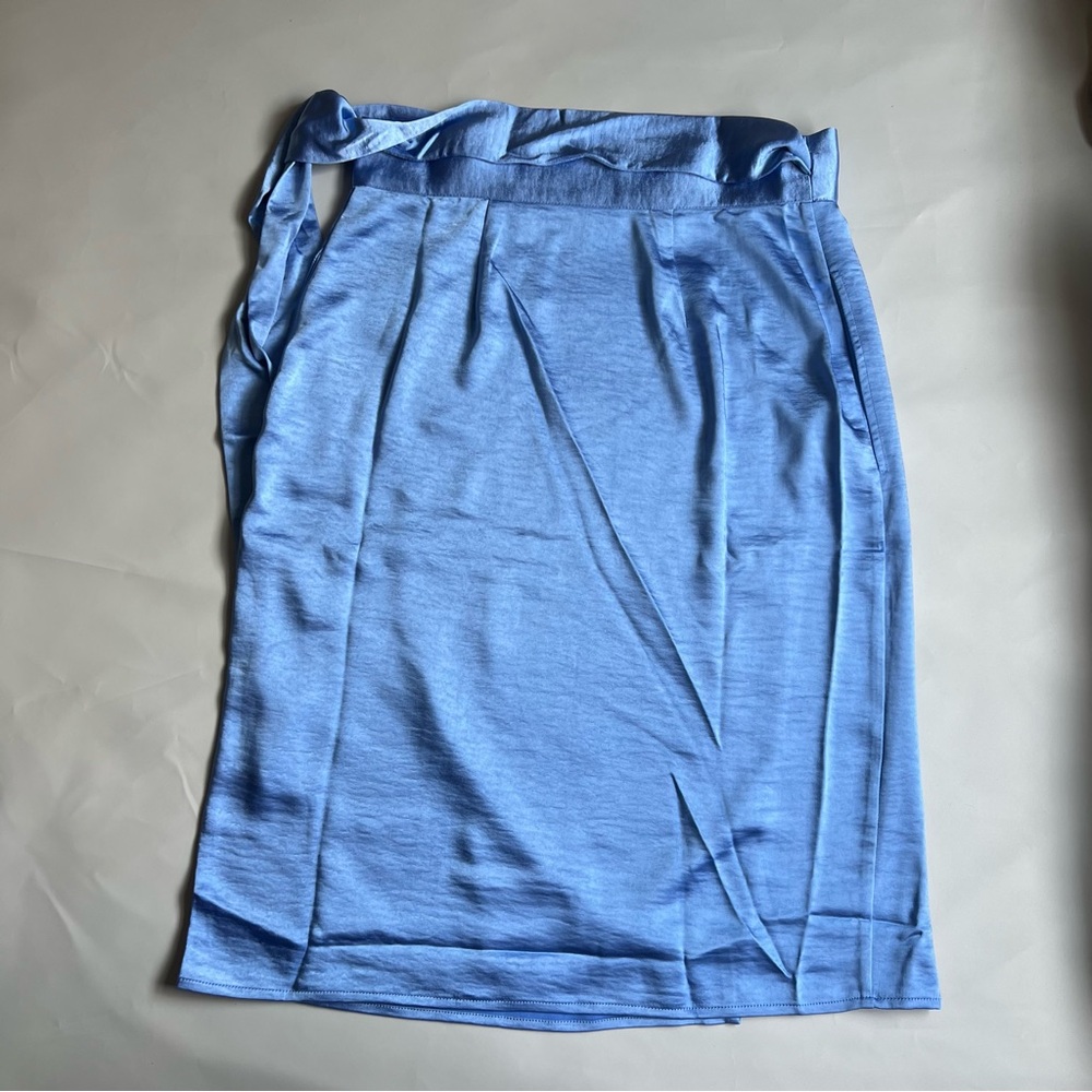 Wildfang The Empower Satin Wrap Skirt Women Light Blue XS NWT
